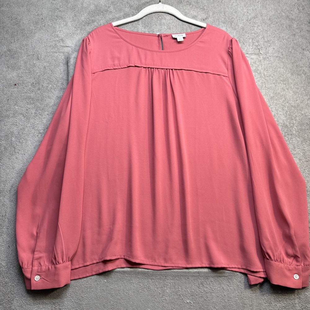 J.Crew Rose Pink Pleated Blouse Long Sleeve Flowy Plus Size 2X